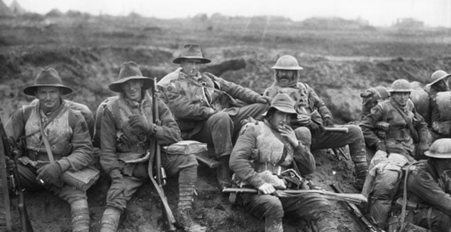 Australian soldiers in France during World War One.